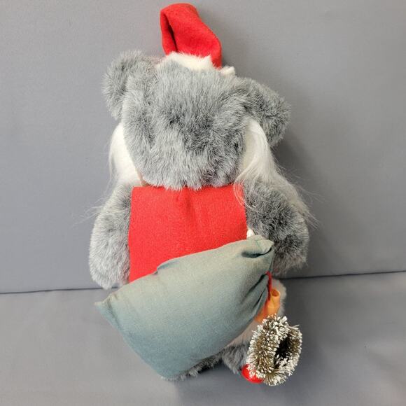 Vintage 80's Christmas Santa Bear Plush Gray 11" Holidays Toy Sack Collectibles - Picture 9 of 15